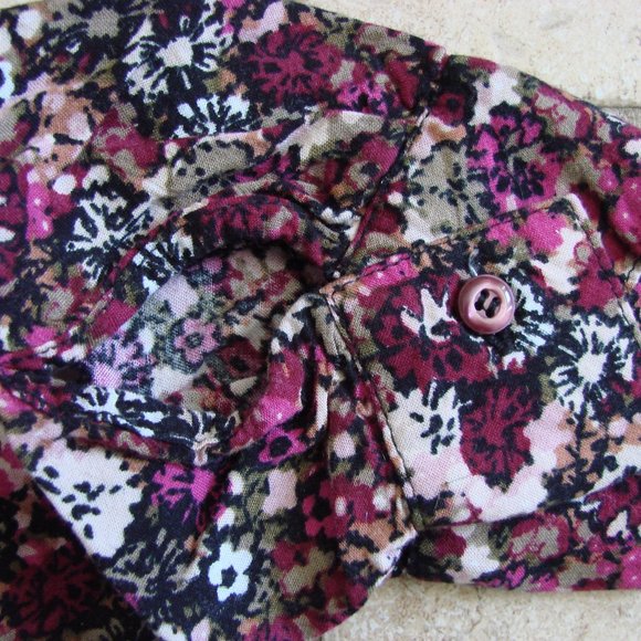 H&M Purple Pink Black Floral Boho Babydoll Peasant Dress - Picture 8 of 15